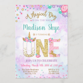 Inbjudan för födelsedag för vattenfärgUnicorn
