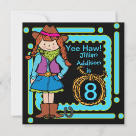Inbjudan för födelsedag för Yee Haw Cowgirl
