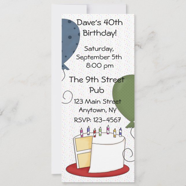 Inbjudan för födelsedagtårtaparty (Framsida)