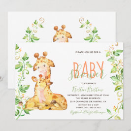 Inbjudan för giraffdjurbaby shower