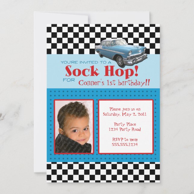 Inbjudan för Greaser50-talStyleBirthday foto (Framsida)
