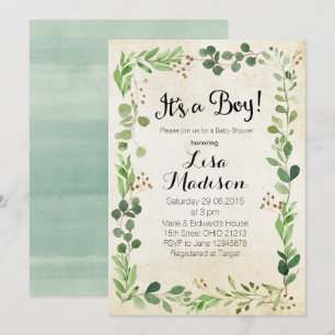 Inbjudan för grönskapojkebaby shower
