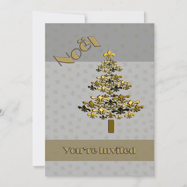 Inbjudan för Guld Fleur de Lis julgranparty (Framsida)