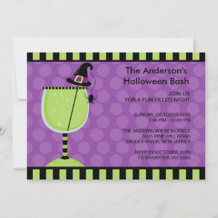 Inbjudan för halloween fest för häxahattcoctail
