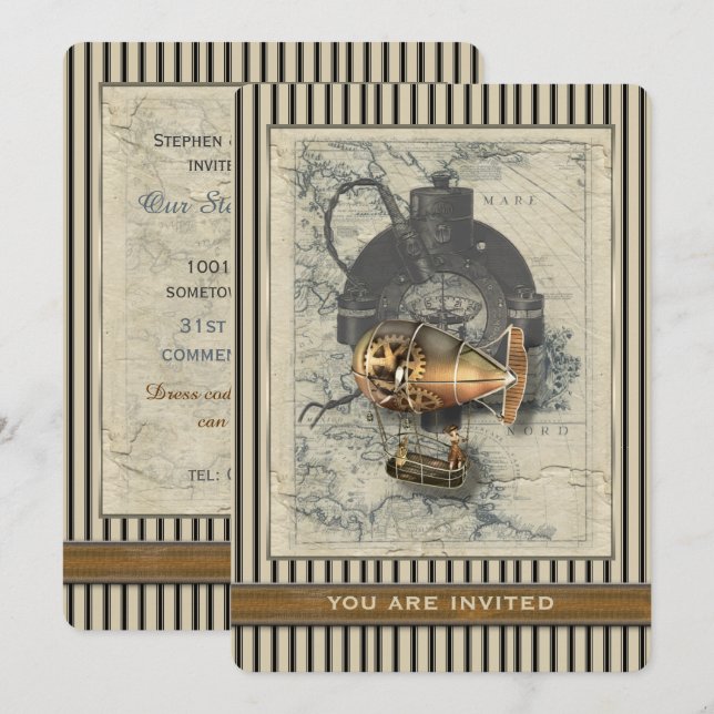 Inbjudan för händelse för Steampunk (Fram/baksida)