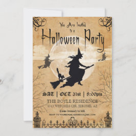Inbjudan för häxavintagehalloween fest