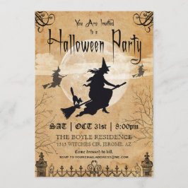Inbjudan för häxavintagehalloween fest