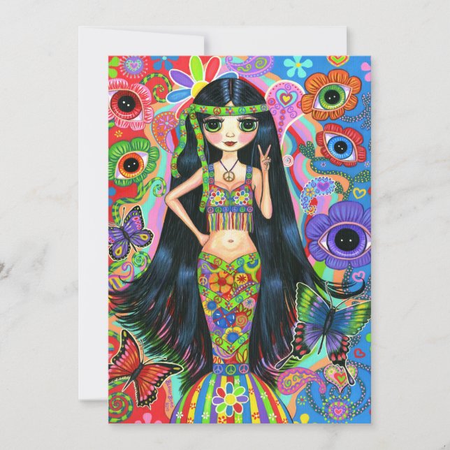 Inbjudan för Hippieflickasjöjungfru (Framsida)