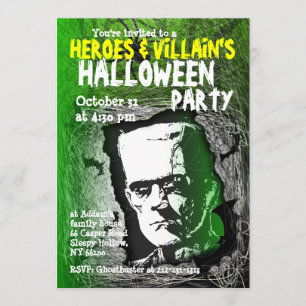 Inbjudan för hjältevillainhalloween fest