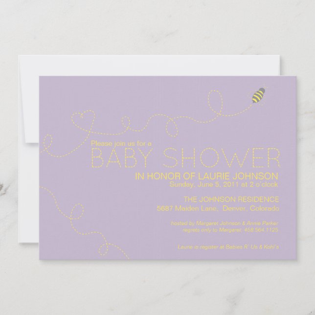 Inbjudan för honungbibaby shower (Framsida)