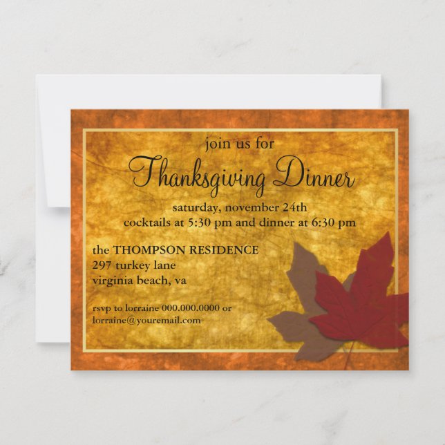 Inbjudan för höstelegansthanksgiving (Framsida)