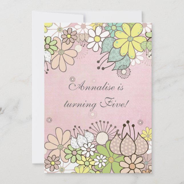 Inbjudan för inbjudan för rosa födelsedagsfest för (Framsida)