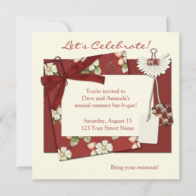 Inbjudan för jordgubbesommarparty (Framsida)