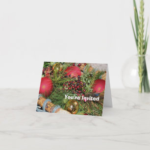 Inbjudan för julfest för bollpärlorjul