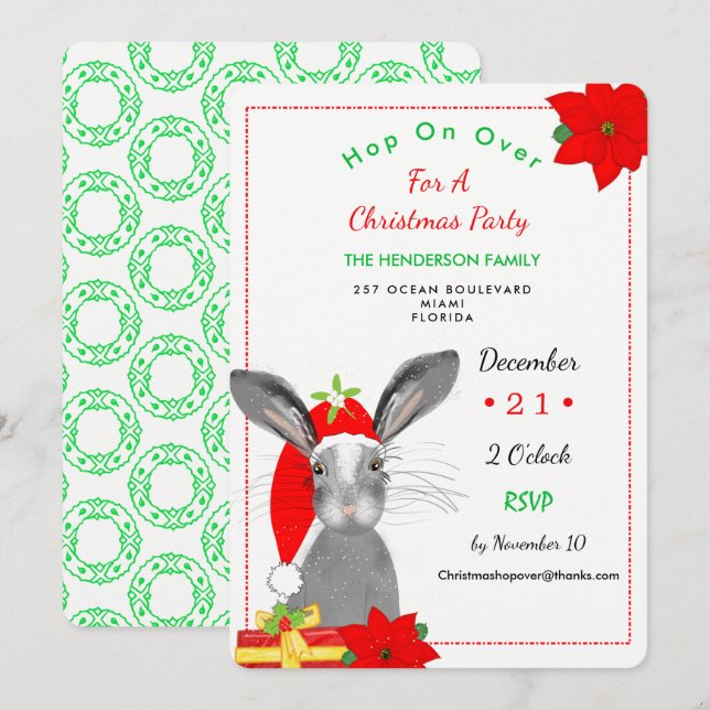 Inbjudan för kanin för stolligjulkanin (Fram/baksida)