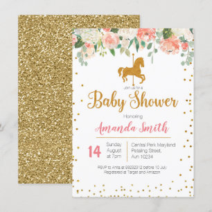 Inbjudan för karusellhästbaby shower