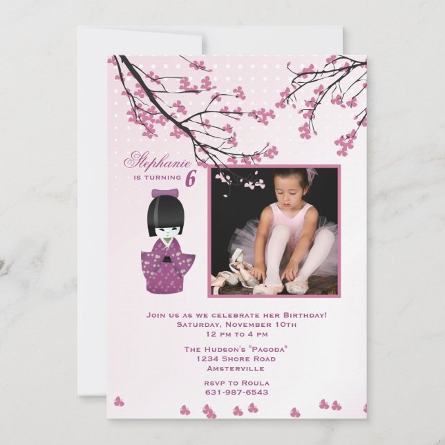 Inbjudan för Kokeshi dockafoto (Framsida)