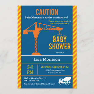 Inbjudan för konstruktionsplatsbaby shower