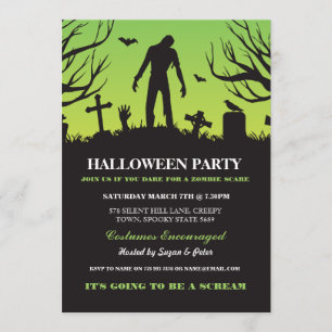 Inbjudan för kyrkogård för Halloween Zombieparty