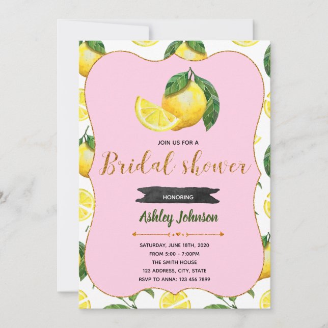 Inbjudan för Lemonaderosadusch (Framsida)