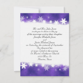 Inbjudan för lila- och vitSnowflakebröllop