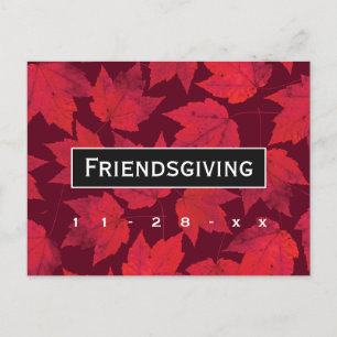 Inbjudan för löv för Friendsgiving middaghöst röd