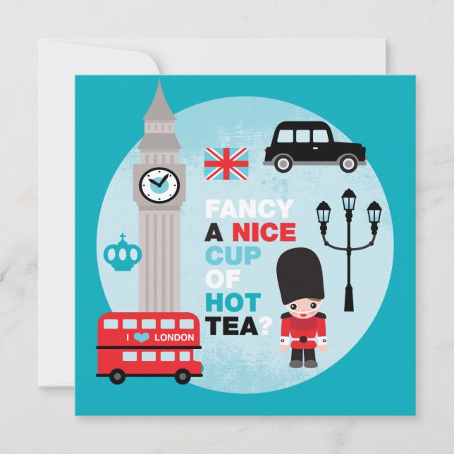 Inbjudan för lunch för London kicktea (Framsida)