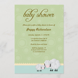 Inbjudan för mamma- & babyfårbaby shower: Grönt