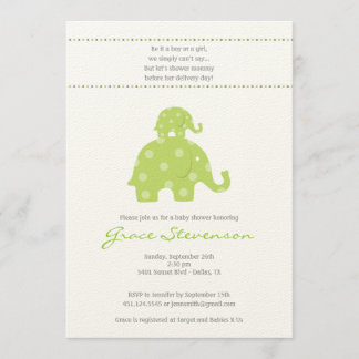Inbjudan för mamma- och babyelefantbaby shower