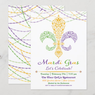 Inbjudan för Mardi Gras Fleur DeLisparty