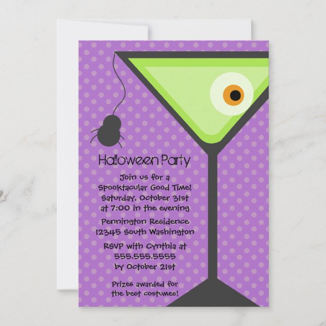 Inbjudan för Martini glass ögonglobhalloween fest (Framsida)