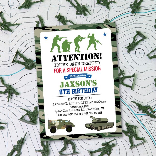 INBJUDAN FÖR MILITÄR FÖDELSEDAG - ALLA ÅLDRAR (Skapare uppladdad)