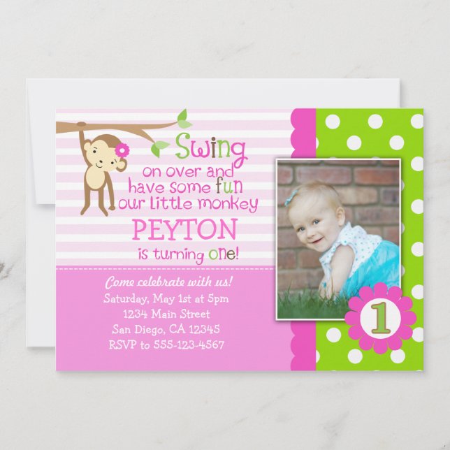 Inbjudan för modapafödelsedag för rosa flickor (Framsida)