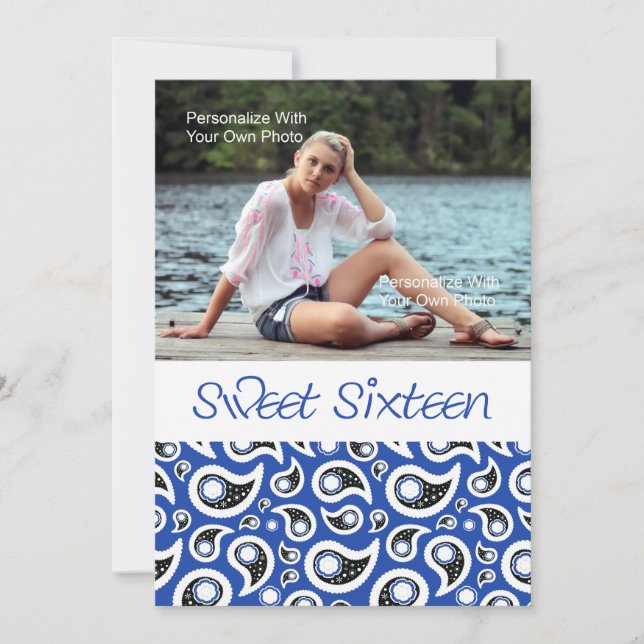Inbjudan för Paisley blåbärsweet sixteen (Framsida)