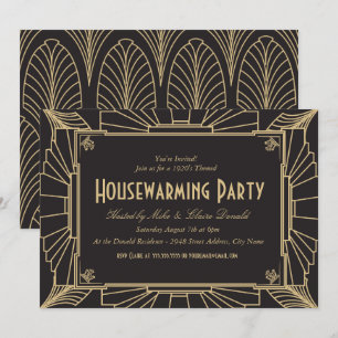 Inbjudan för party för art décostil inflyttnings-