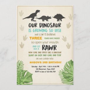 Inbjudan för party för Dinosaur för