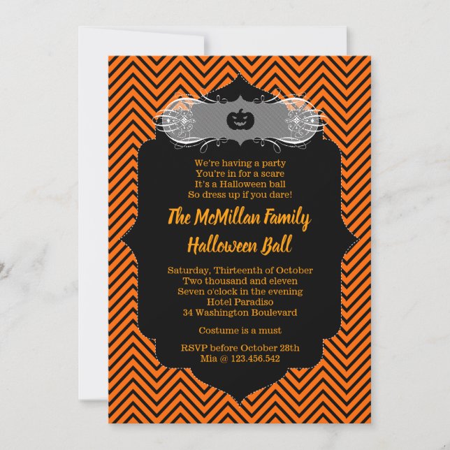 Inbjudan för party för dräkt för Halloween (Framsida)