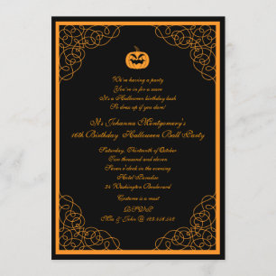 Inbjudan för party för Halloween bolldräkt