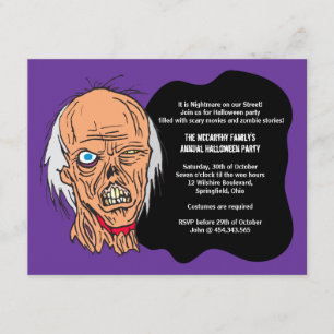 Inbjudan för party för Halloween Zombiedräkt