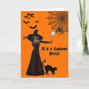 Inbjudan för party för häxaHalloween dräkt