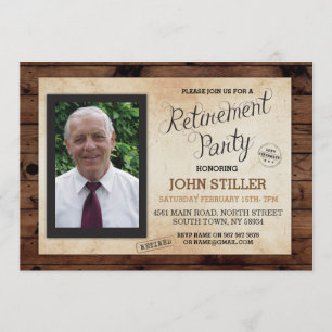 Inbjudan för party för pensionfoto Wood lantlig