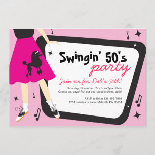 Inbjudan för party för pudelkjol50-tal themed