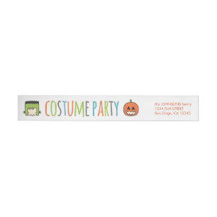 Inbjudan för party för ungeHalloween dräkt Etikettband