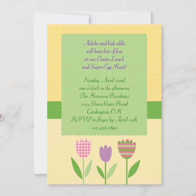 Inbjudan för påsklunch- och äggjakt (Framsida)