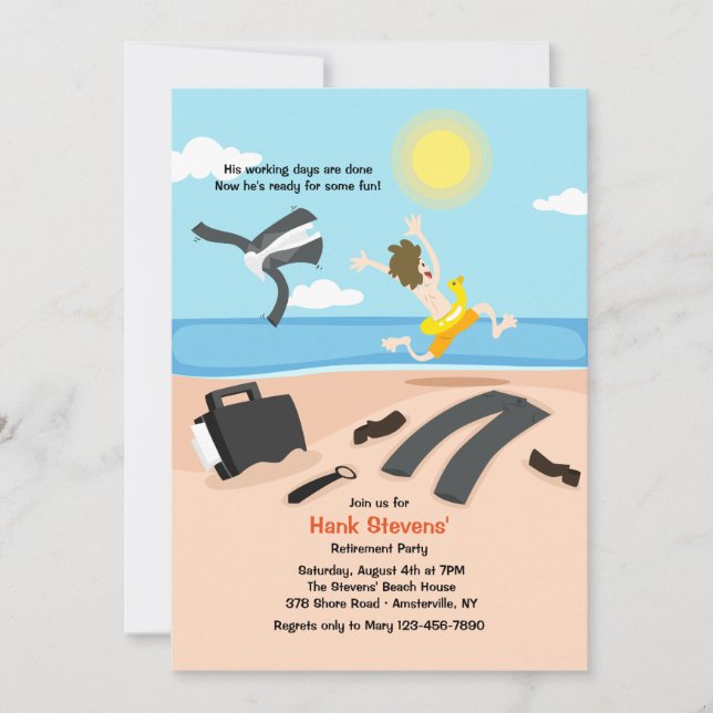 Inbjudan för pensionparty (manlig) (Framsida)