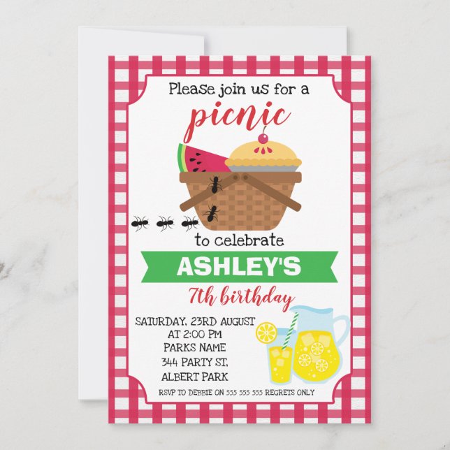 Inbjudan för plädpicknickfödelsedag (Framsida)