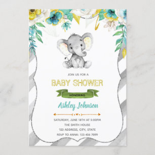 Inbjudan för pojkeelefantbaby shower