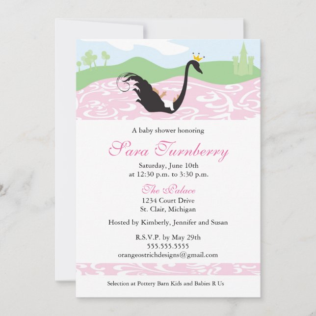 Inbjudan för pojkeflickadusch - lite Princess (Framsida)