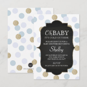 Inbjudan för pojkevinterbaby shower, blått