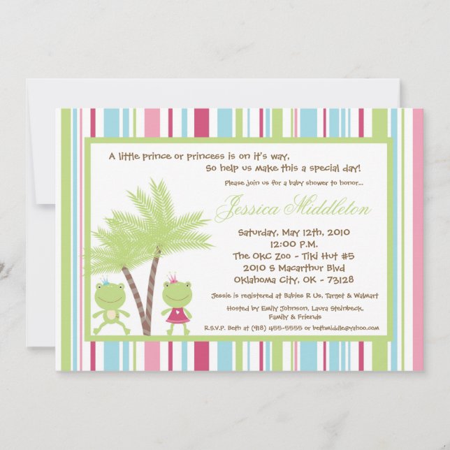 inbjudan för Prince Princess baby shower för groda (Framsida)